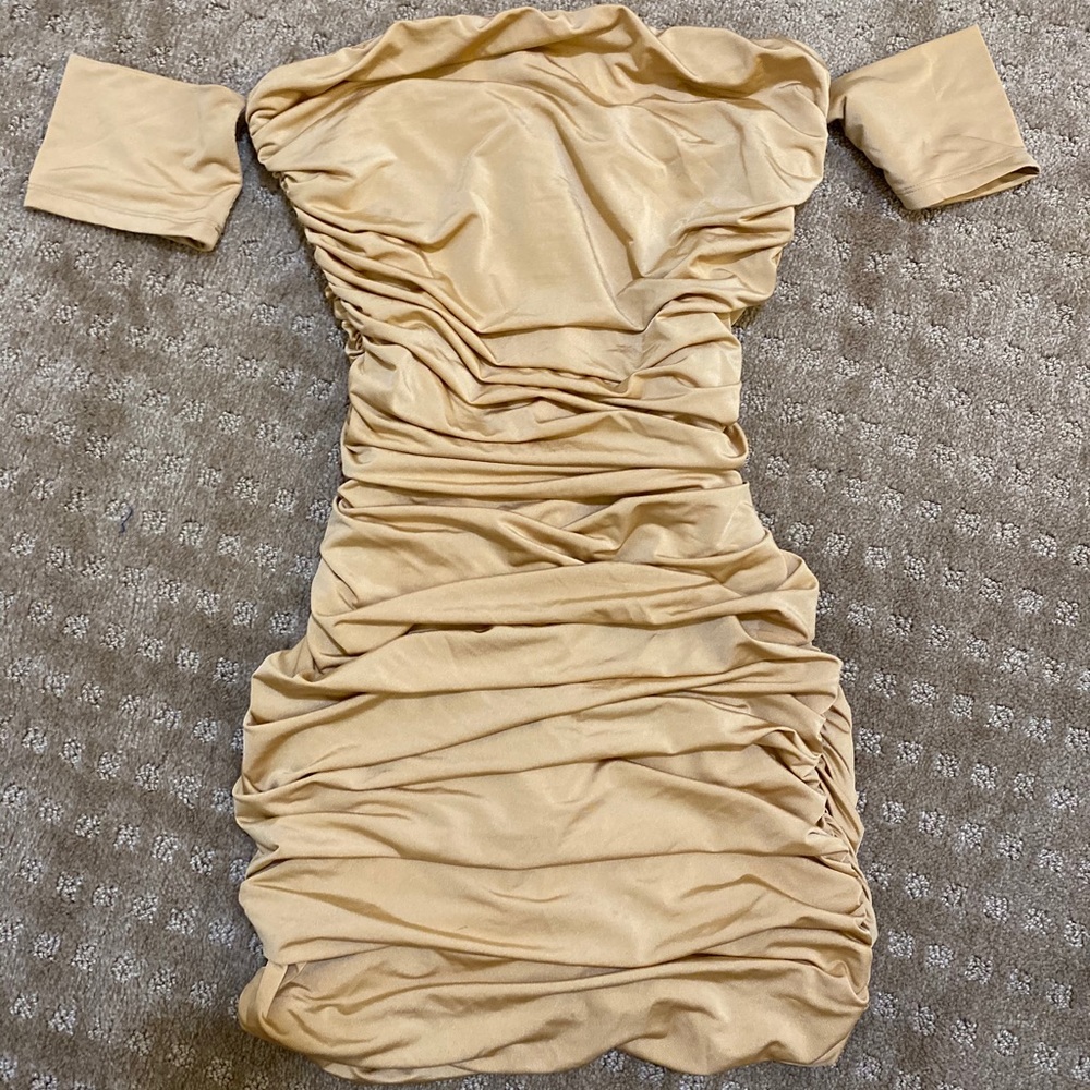 Ruched F21 beige dress